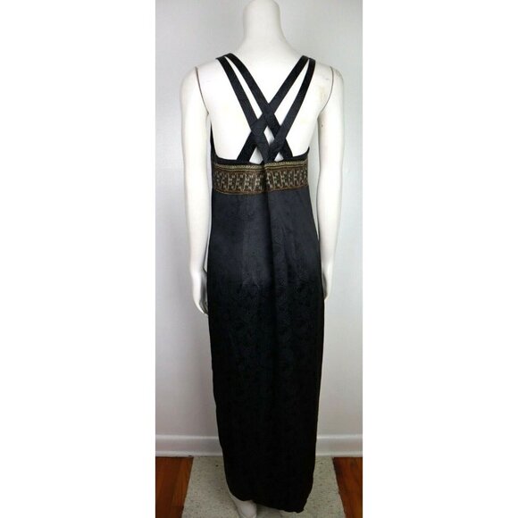 VTG 90s CDC CAREN DESIREE COMPANY - WOMEN'S BLACK SATIN MAXI DRESS - SIZE 10 - Picture 4 of 7